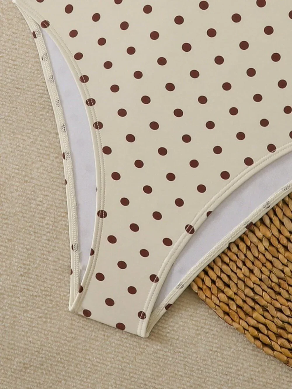Apricot Sexy Women's Polka Dot Backless Wrap Two-Piece Swimsuit